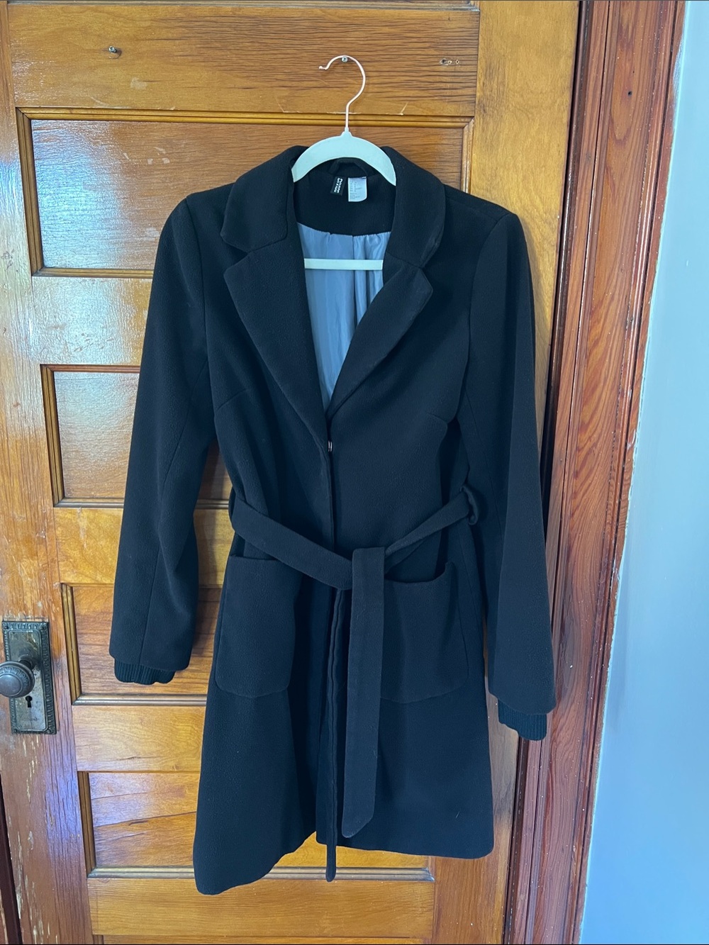 H&M Black Women's Belted Coat
